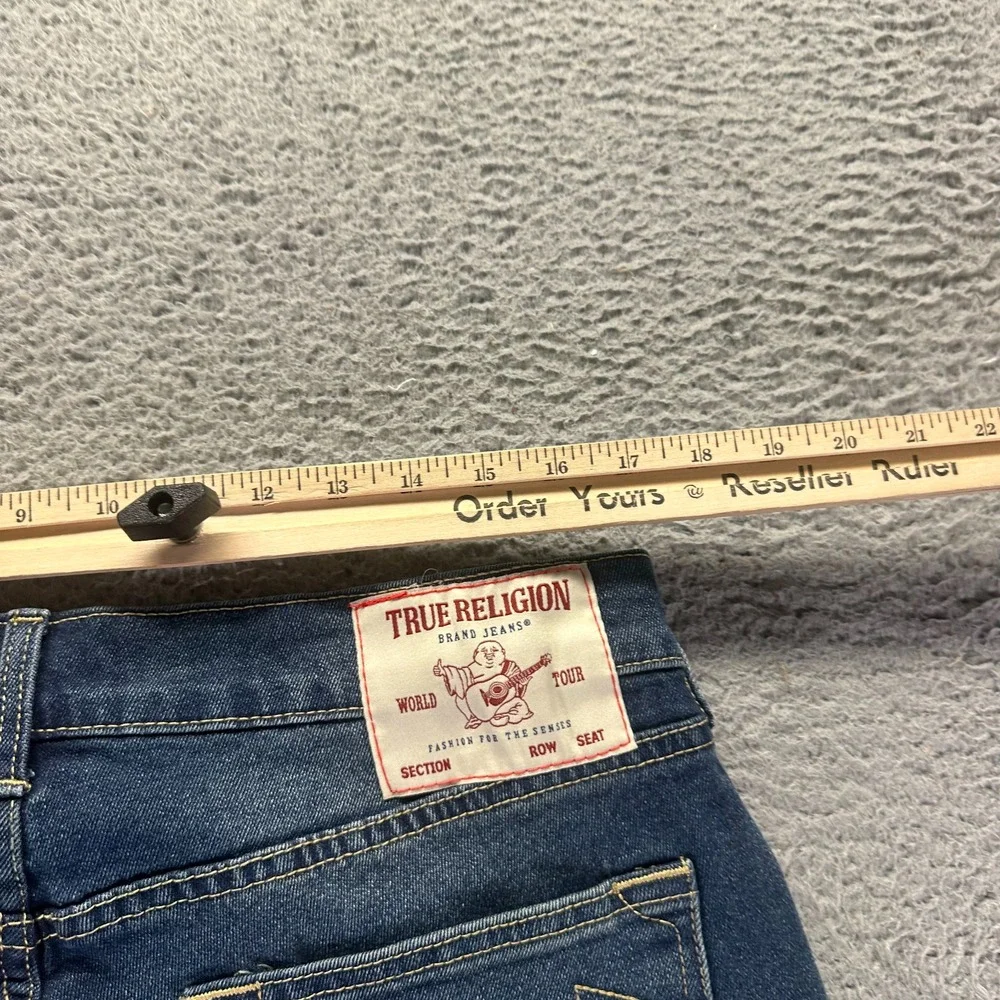 True Religion Ricky Jeans Men's 34x34 Blue Cotton Denim Straight Relaxed Faded